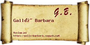 Galló Barbara névjegykártya